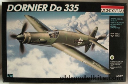 Monogram 1/48 Dornier Arrow Do-335 - A-0 Day Fighter or Do-335 V-10 Night Fighter, 74001 plastic model kit